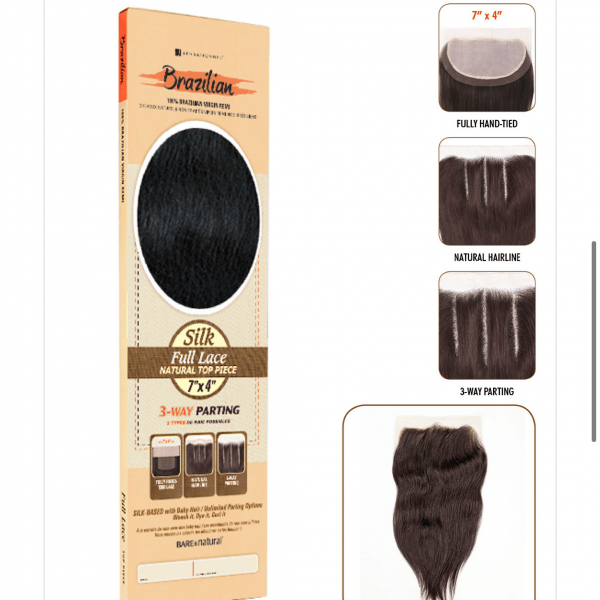 LACE BRAZILIAN CLOSURE  STRAIGHT/BODY WAVE 12”  (7” * 4”) NATURAL COLOUR